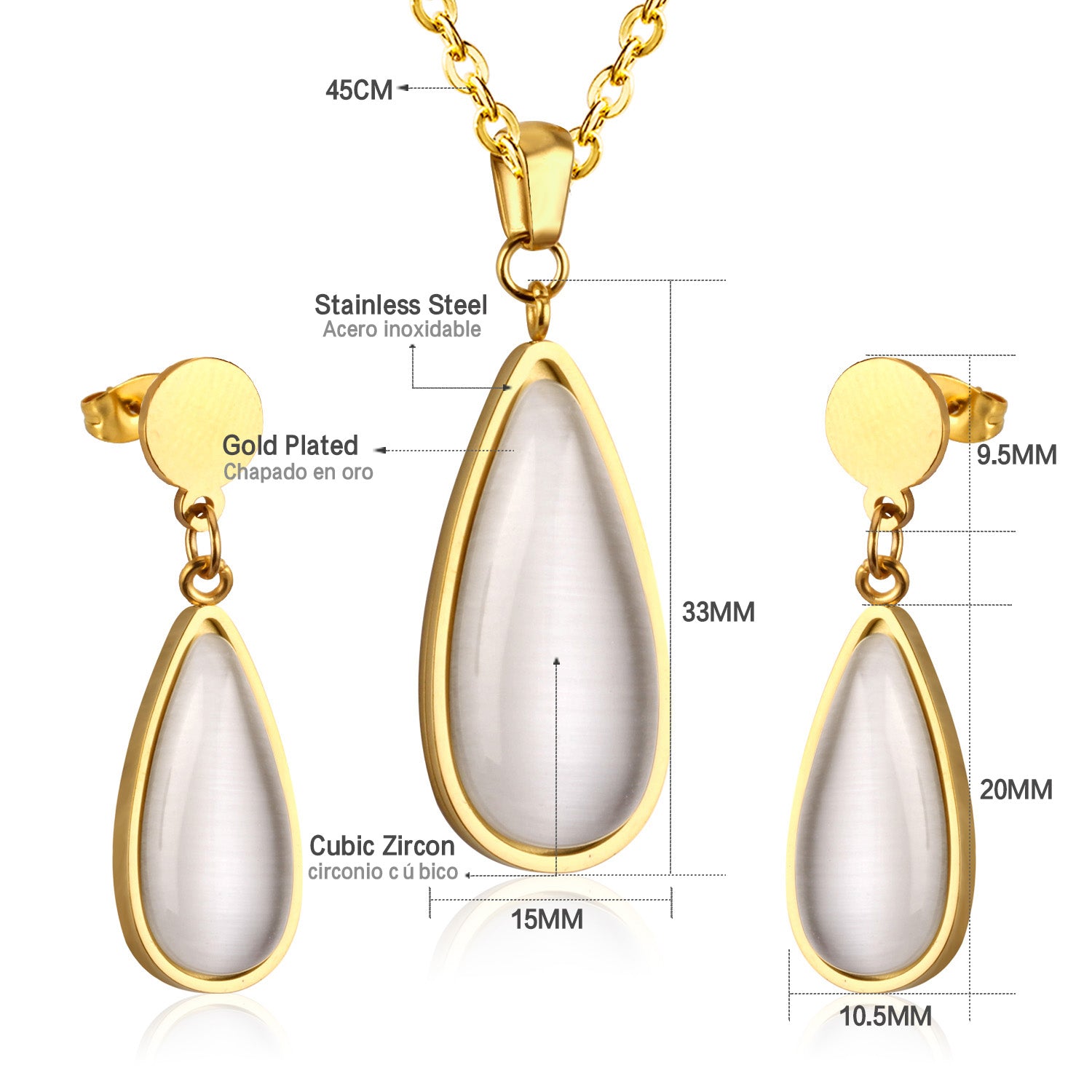Beatrice White Enamel Teardrop Set | Buy Set or Individual