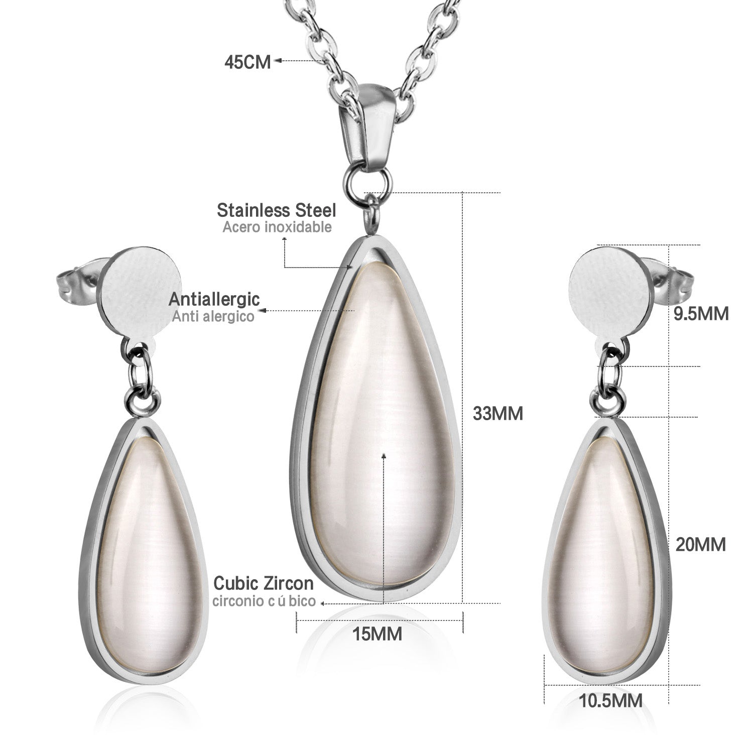 Beatrice White Enamel Teardrop Set | Buy Set or Individual