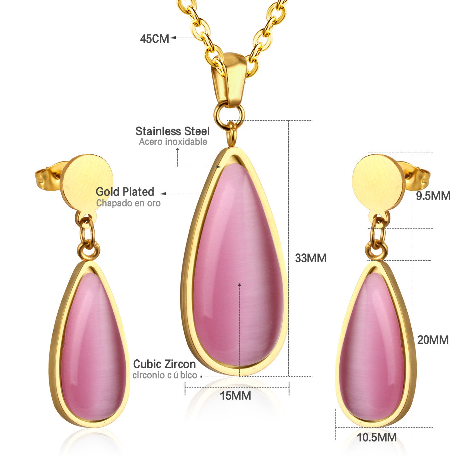 Beatrice Pink  Enamel Teardrop Set | Buy Set or Individual