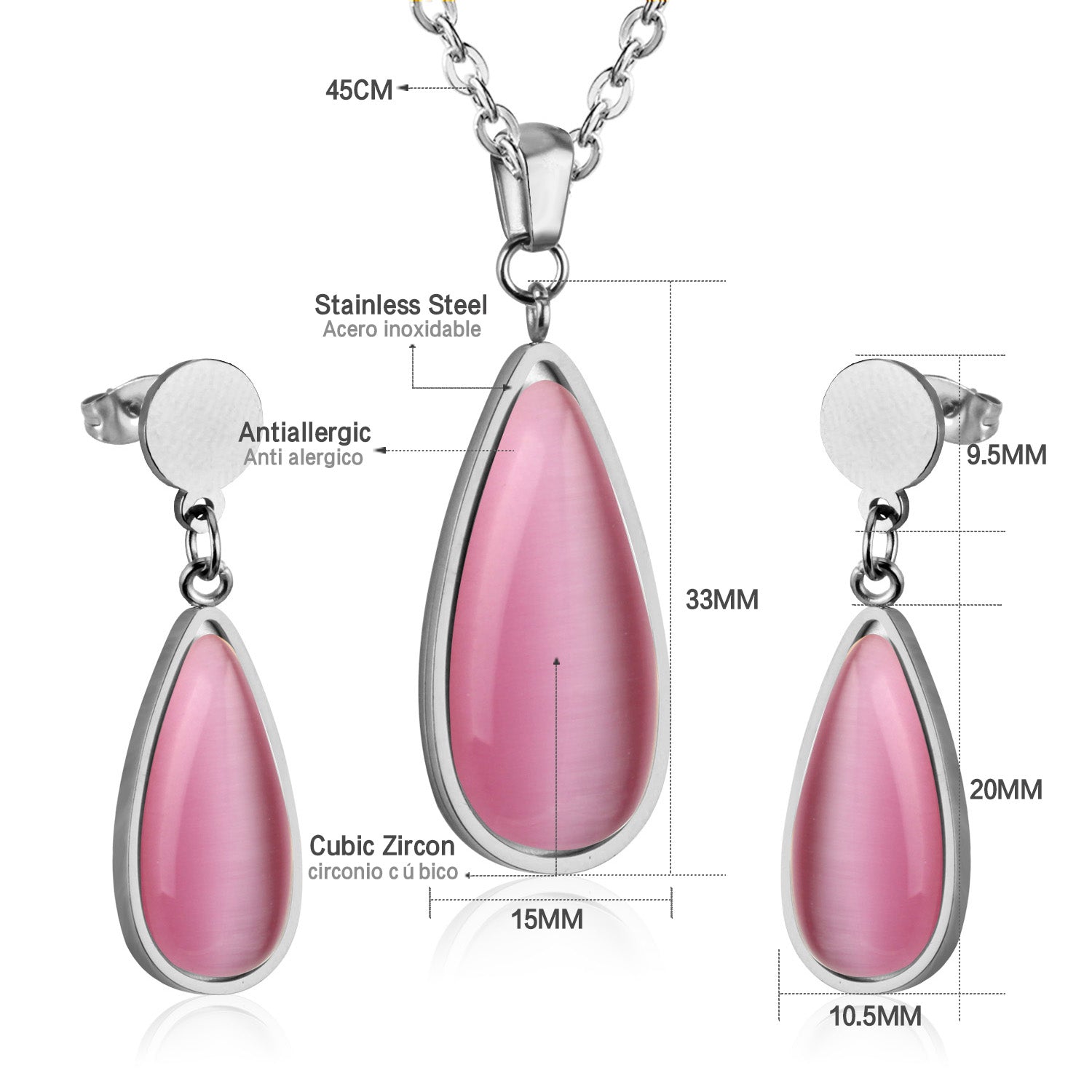 Beatrice Pink  Enamel Teardrop Set | Buy Set or Individual