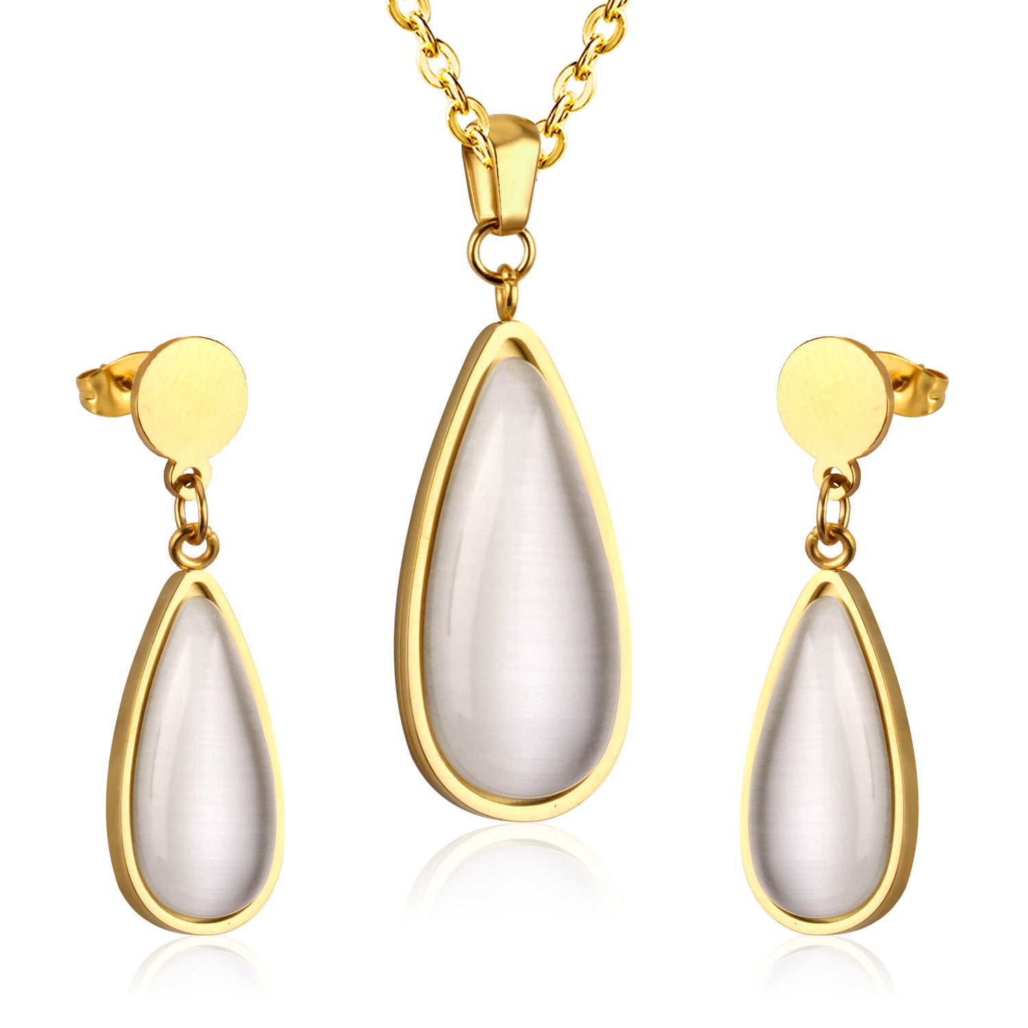 Beatrice White Enamel Teardrop Set | Buy Set or Individual