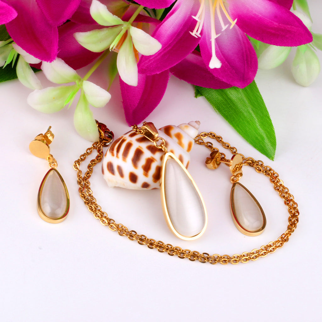 Beatrice White Enamel Teardrop Set | Buy Set or Individual