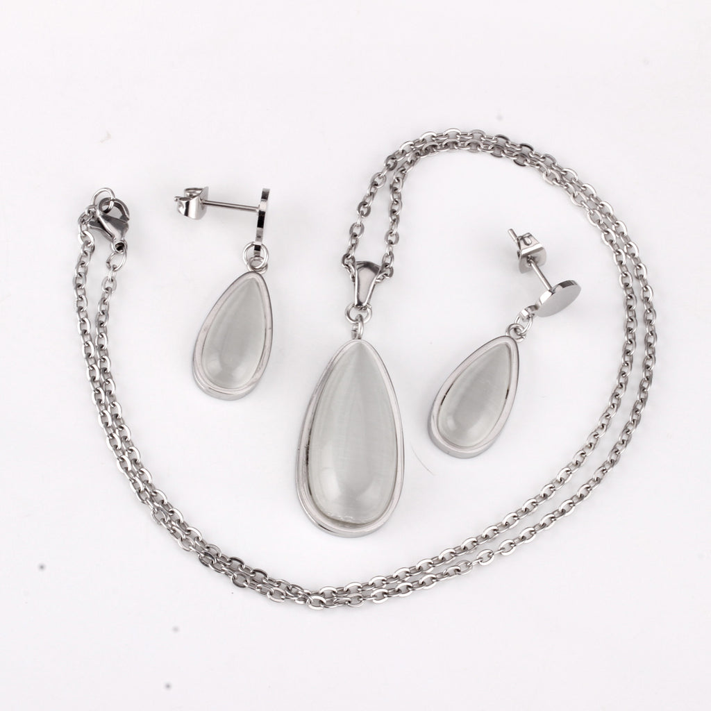 Beatrice White Enamel Teardrop Set | Buy Set or Individual