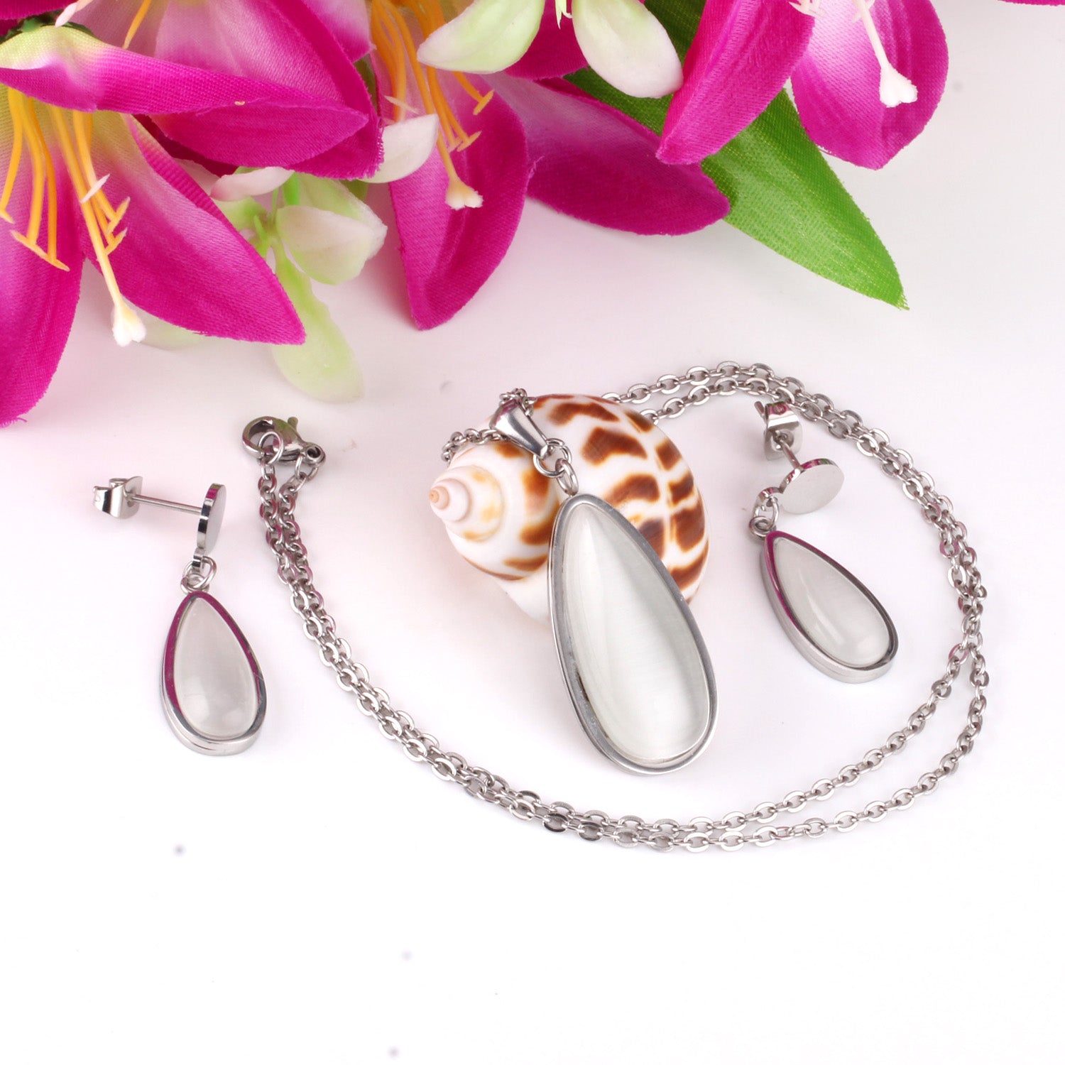 Beatrice White Enamel Teardrop Set | Buy Set or Individual