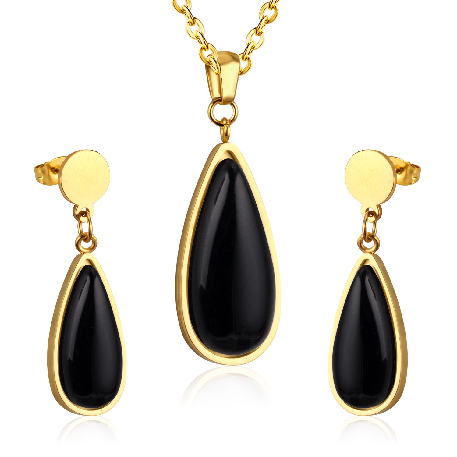 Beatrice Black  Enamel Teardrop Set | Buy Set or Individual