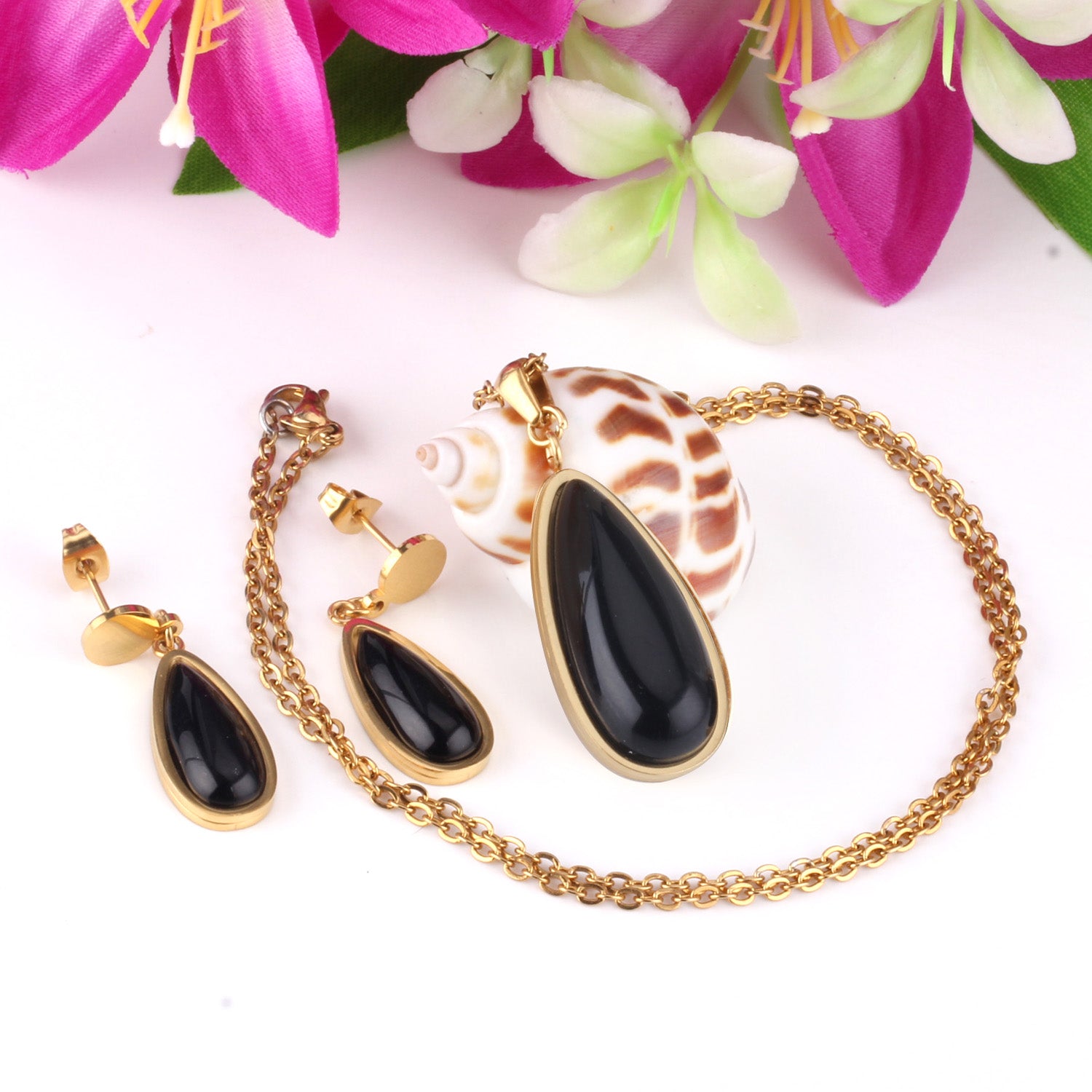 Beatrice Black  Enamel Teardrop Set | Buy Set or Individual