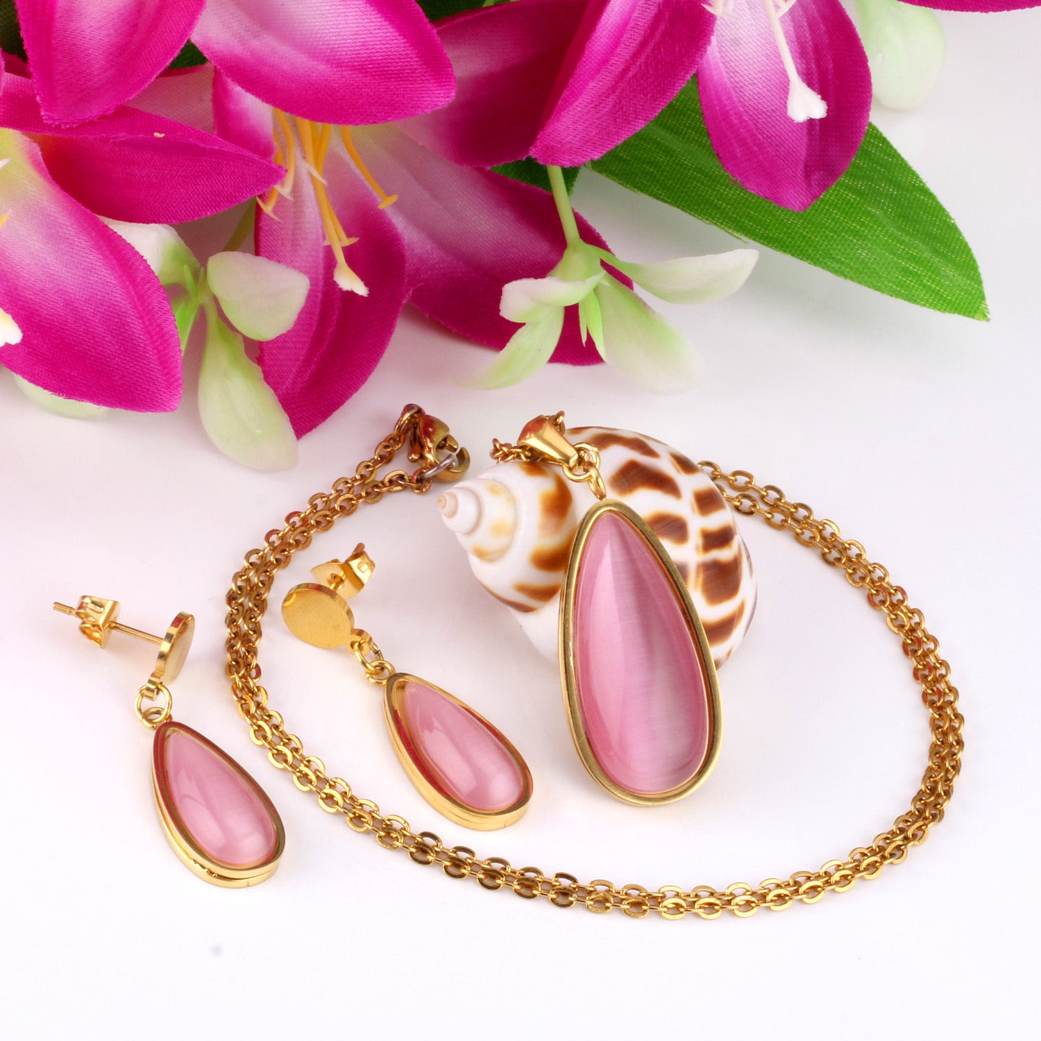 Beatrice Pink  Enamel Teardrop Set | Buy Set or Individual