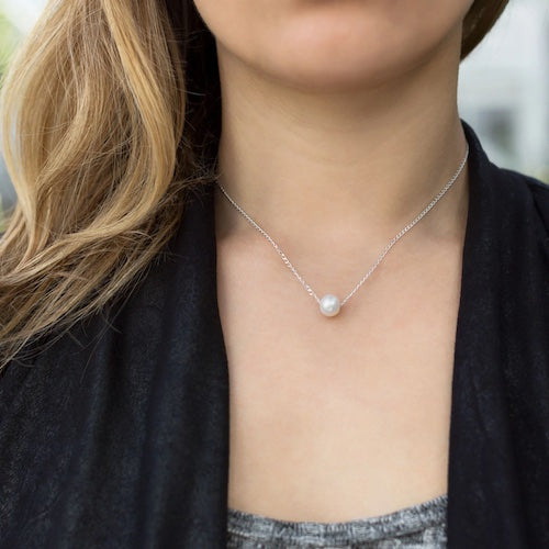 Enaya Sliding Pearl Necklace | Waterproof 18k Gold & Silver