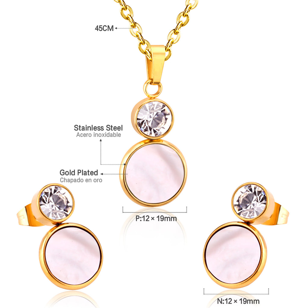 Bella Round Pink Enamel Set with CZ Accent | Buy Set or Individual