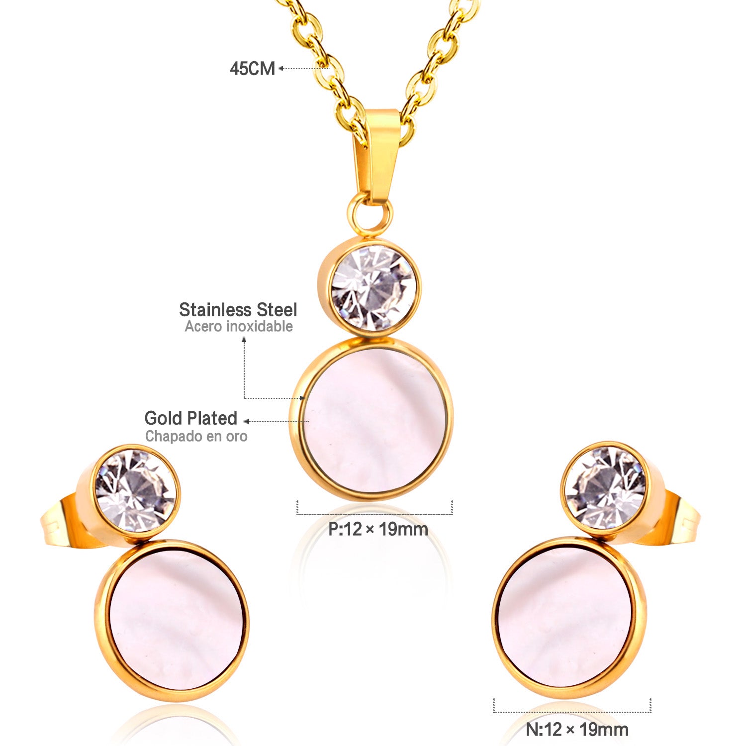 Bella Round Pink Enamel Set with CZ Accent | Buy Set or Individual
