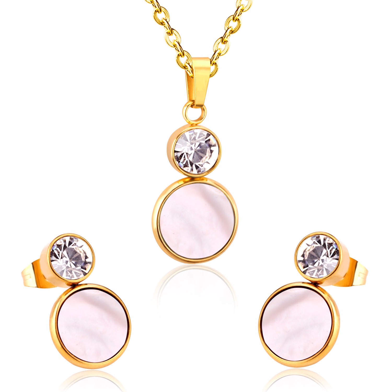Bella Round Pink Enamel Set with CZ Accent | Buy Set or Individual
