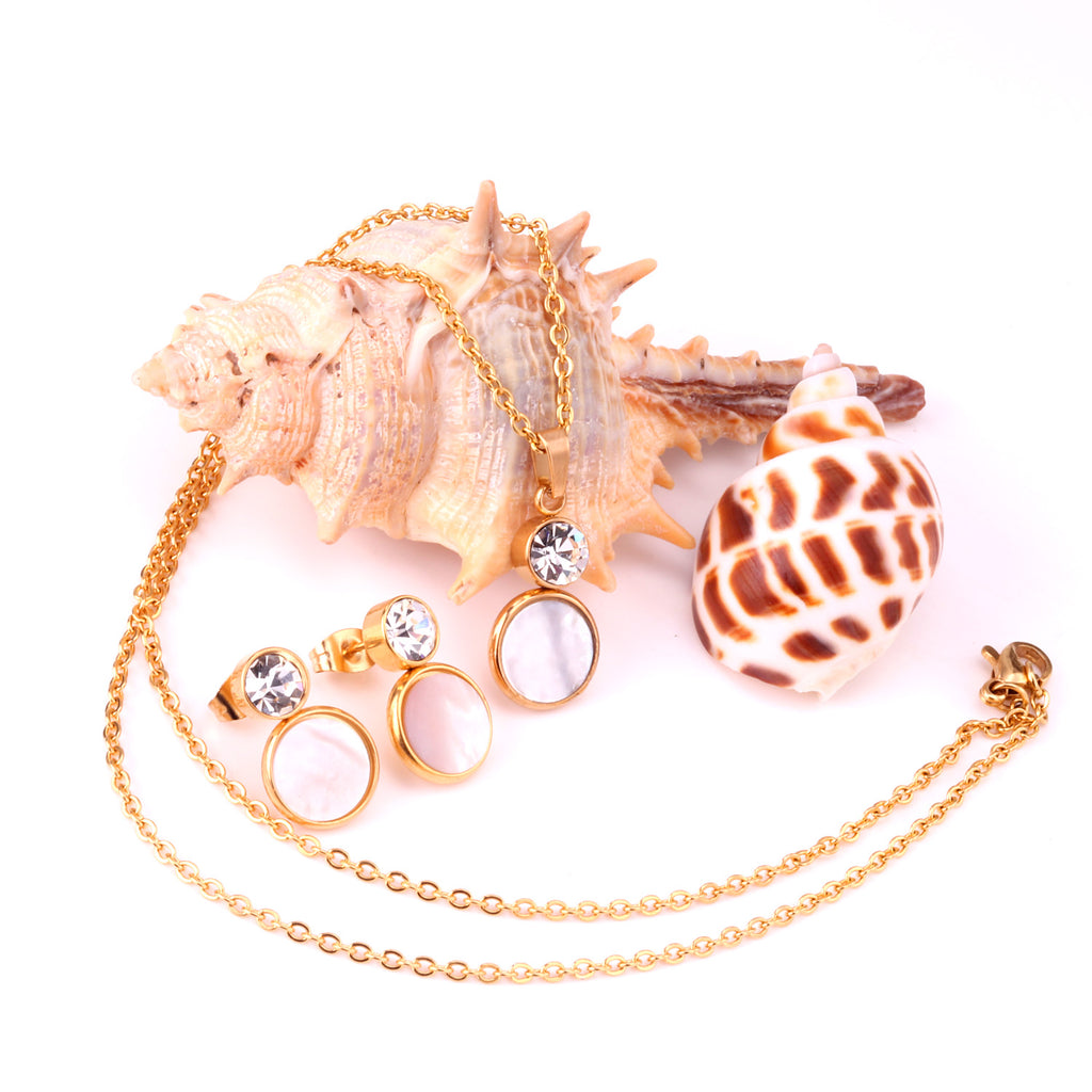 Bella Round Pink Enamel Set with CZ Accent | Buy Set or Individual