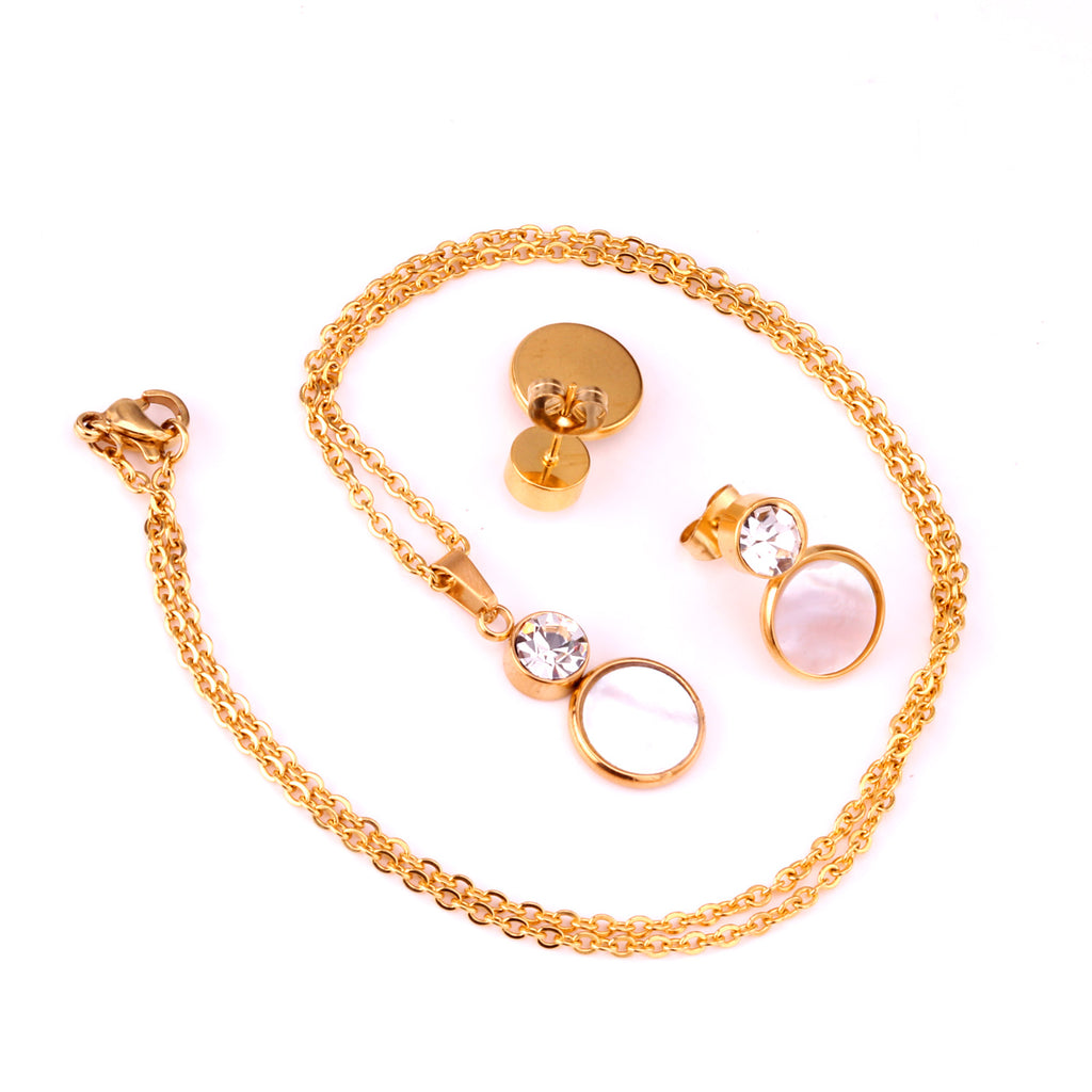 Bella Round Pink Enamel Set with CZ Accent | Buy Set or Individual