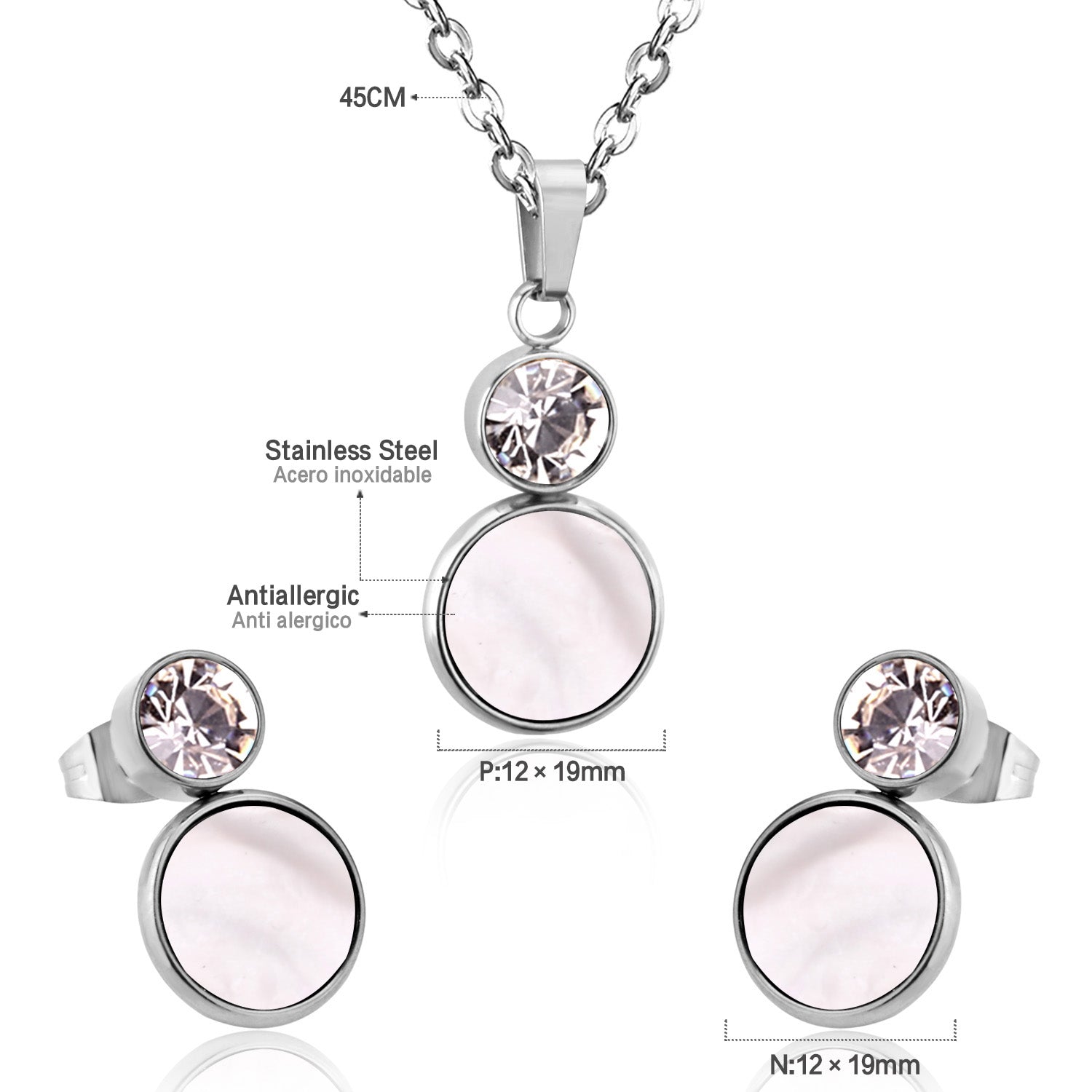Bella Round Pink Enamel Set with CZ Accent | Buy Set or Individual