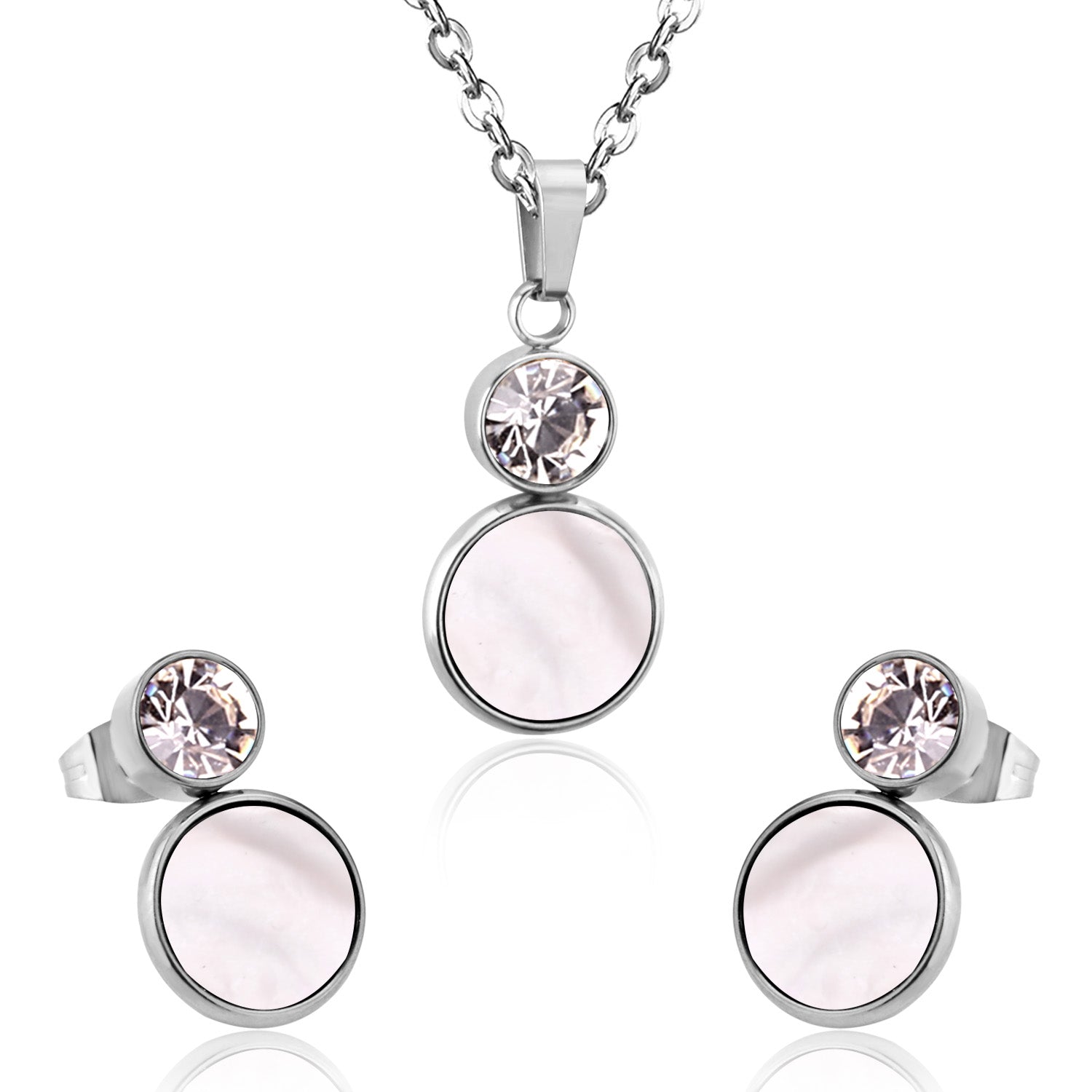 Bella Round Pink Enamel Set with CZ Accent | Buy Set or Individual