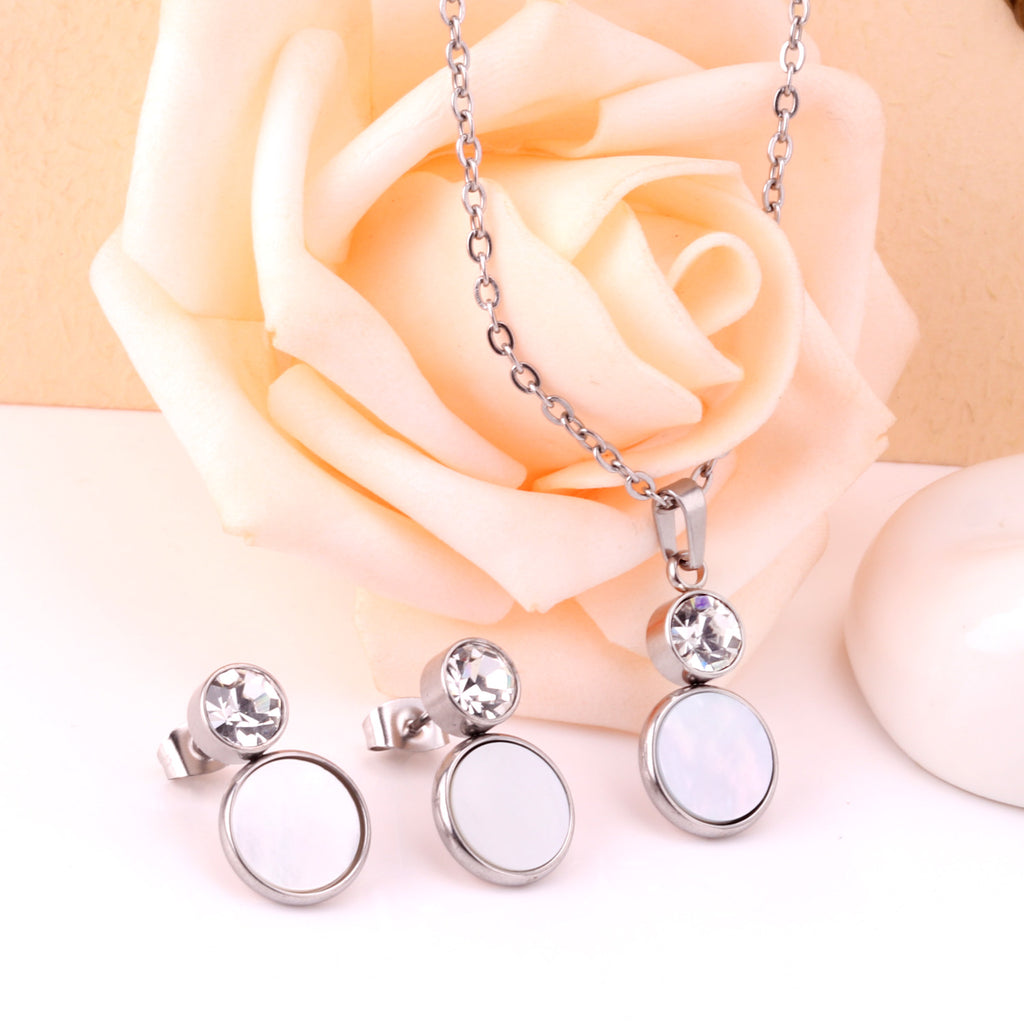 Bella Round Pink Enamel Set with CZ Accent | Buy Set or Individual