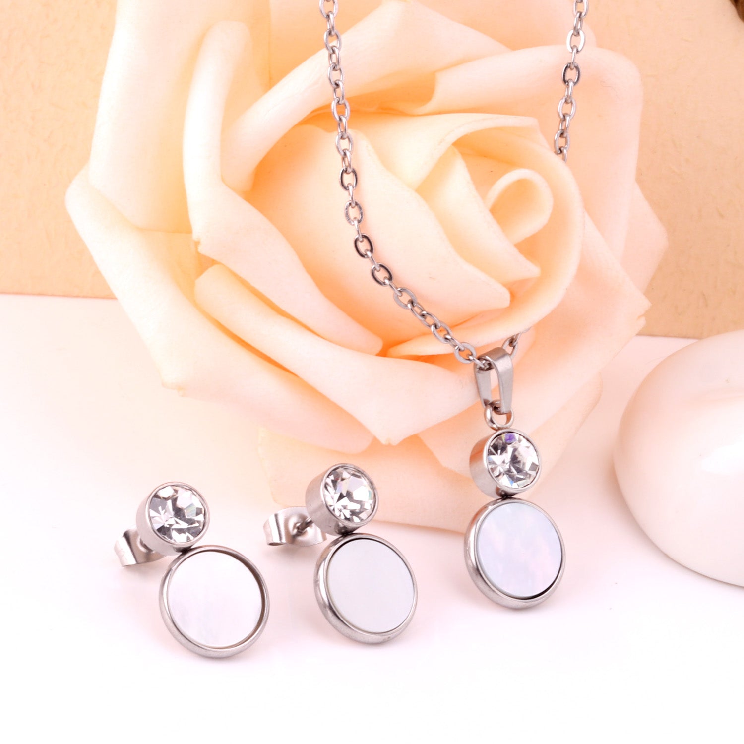 Bella Round Pink Enamel Set with CZ Accent | Buy Set or Individual