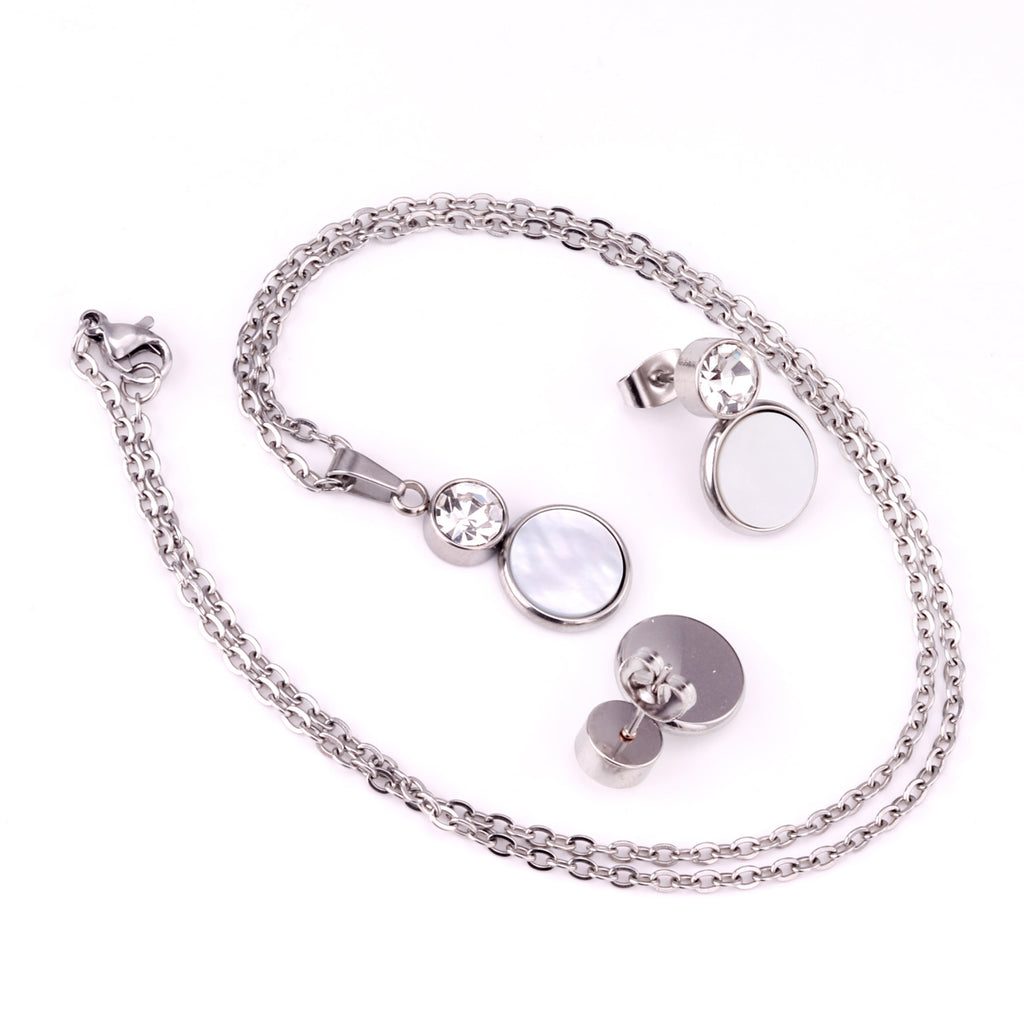Bella Round Pink Enamel Set with CZ Accent | Buy Set or Individual
