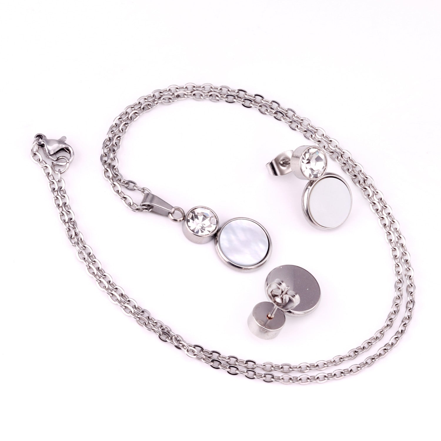 Bella Round Pink Enamel Set with CZ Accent | Buy Set or Individual