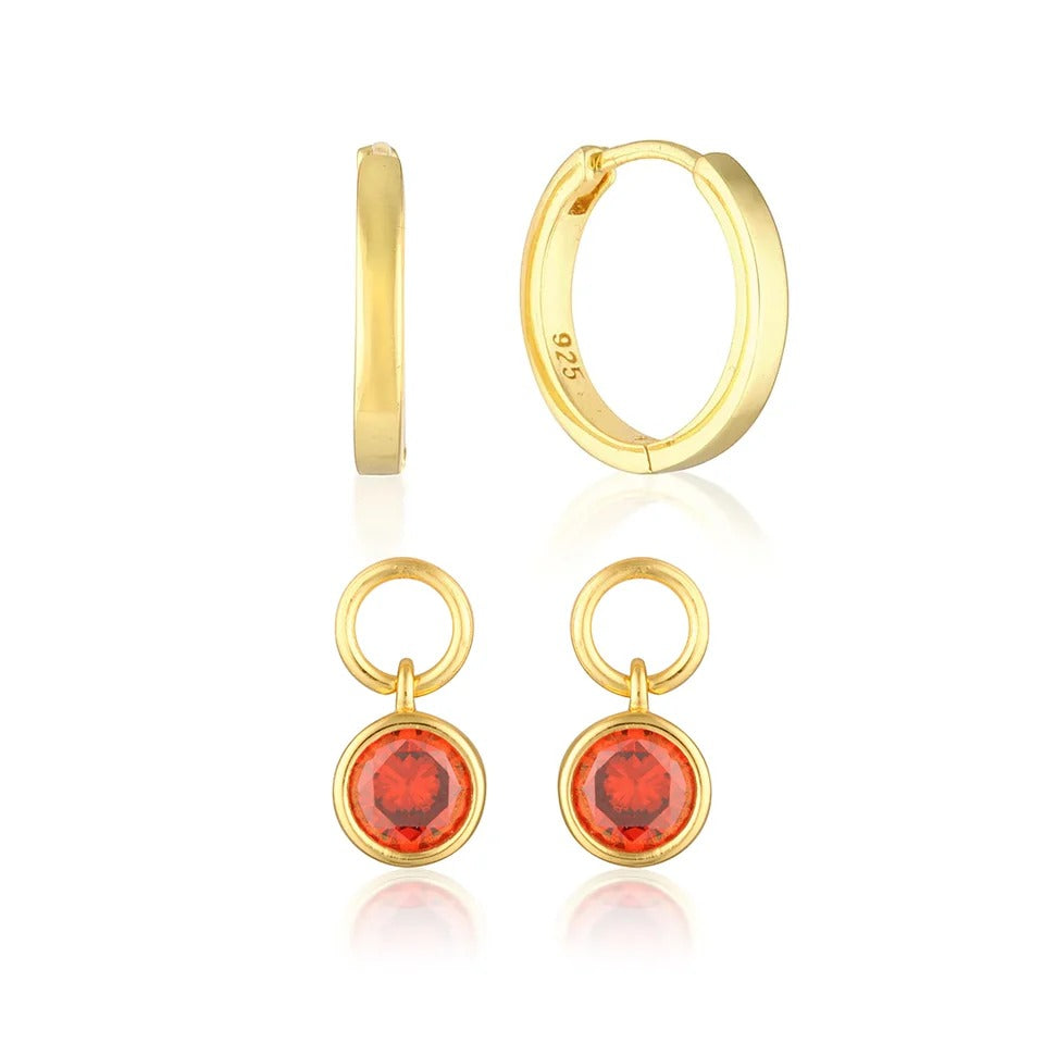 Clara Gold Birthstone Set With Charms + Chain Necklace- 45cm Length