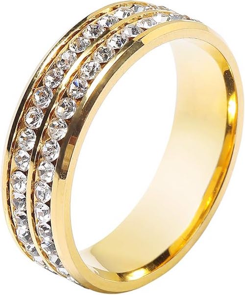 Liah 2 Row Jewelled Band Ring | Waterproof 18K Gold