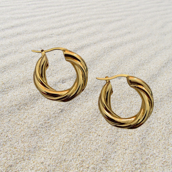 Leda Twisted	Hoops | Waterproof 18K Gold