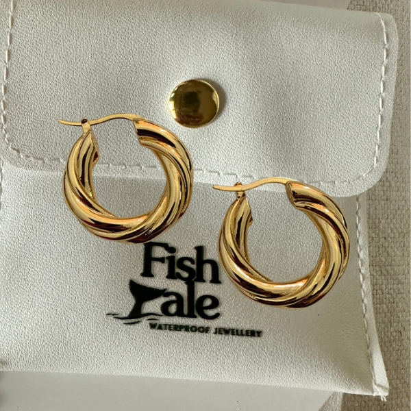 Leda Twisted	Hoops | Waterproof 18K Gold