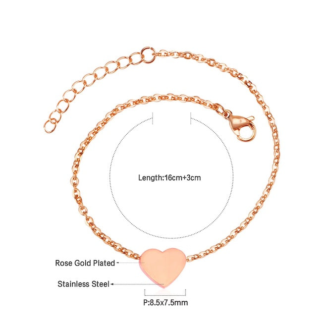 Indie Heart Bracelet | Waterproof 18K Rose Gold