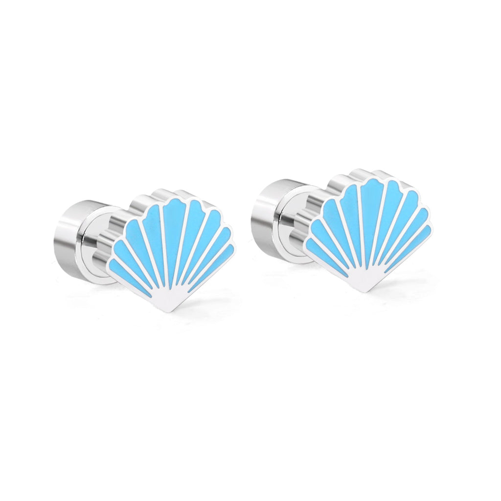 Alana Blue Shell Flat Back Studs