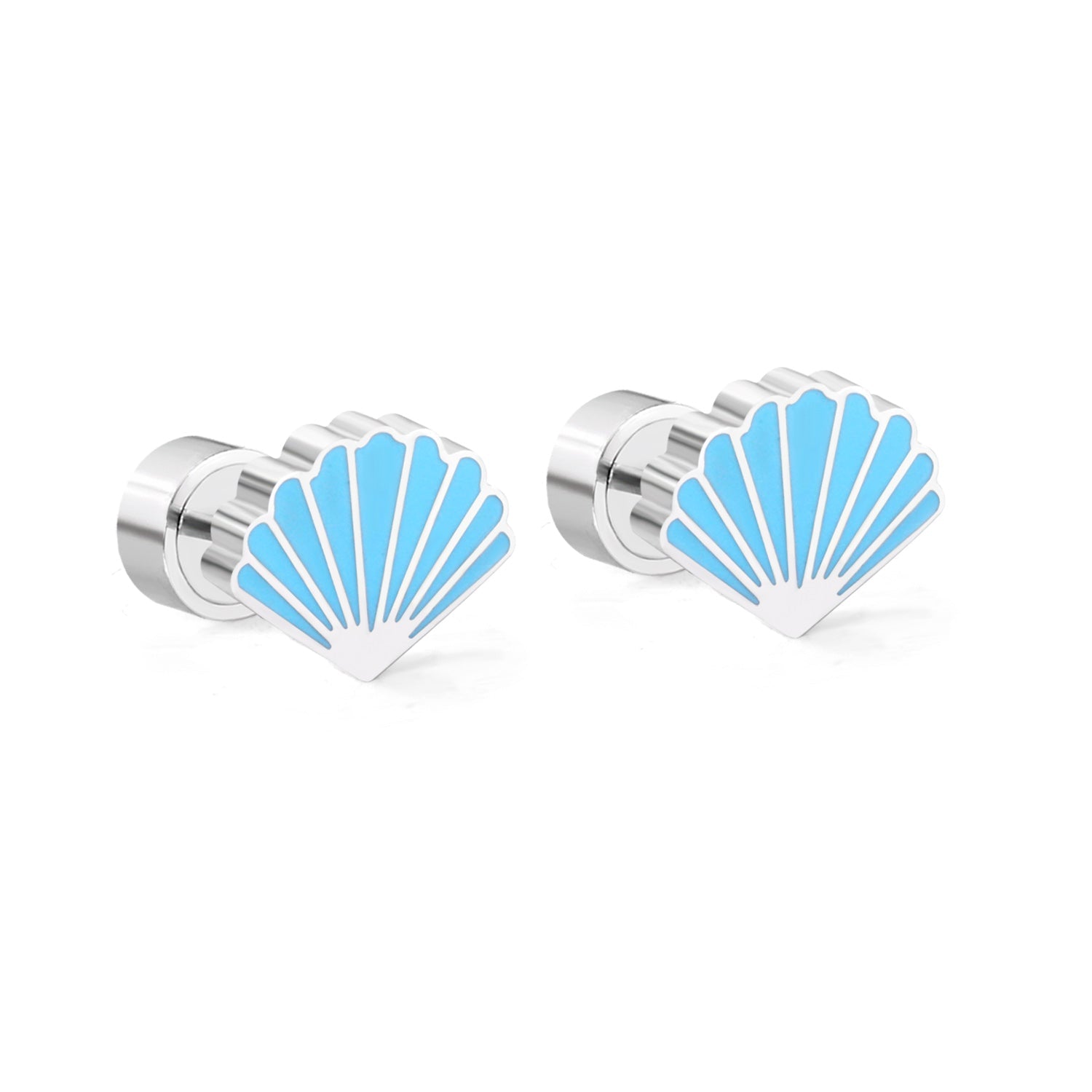 Alana Blue Shell Flat Back Studs