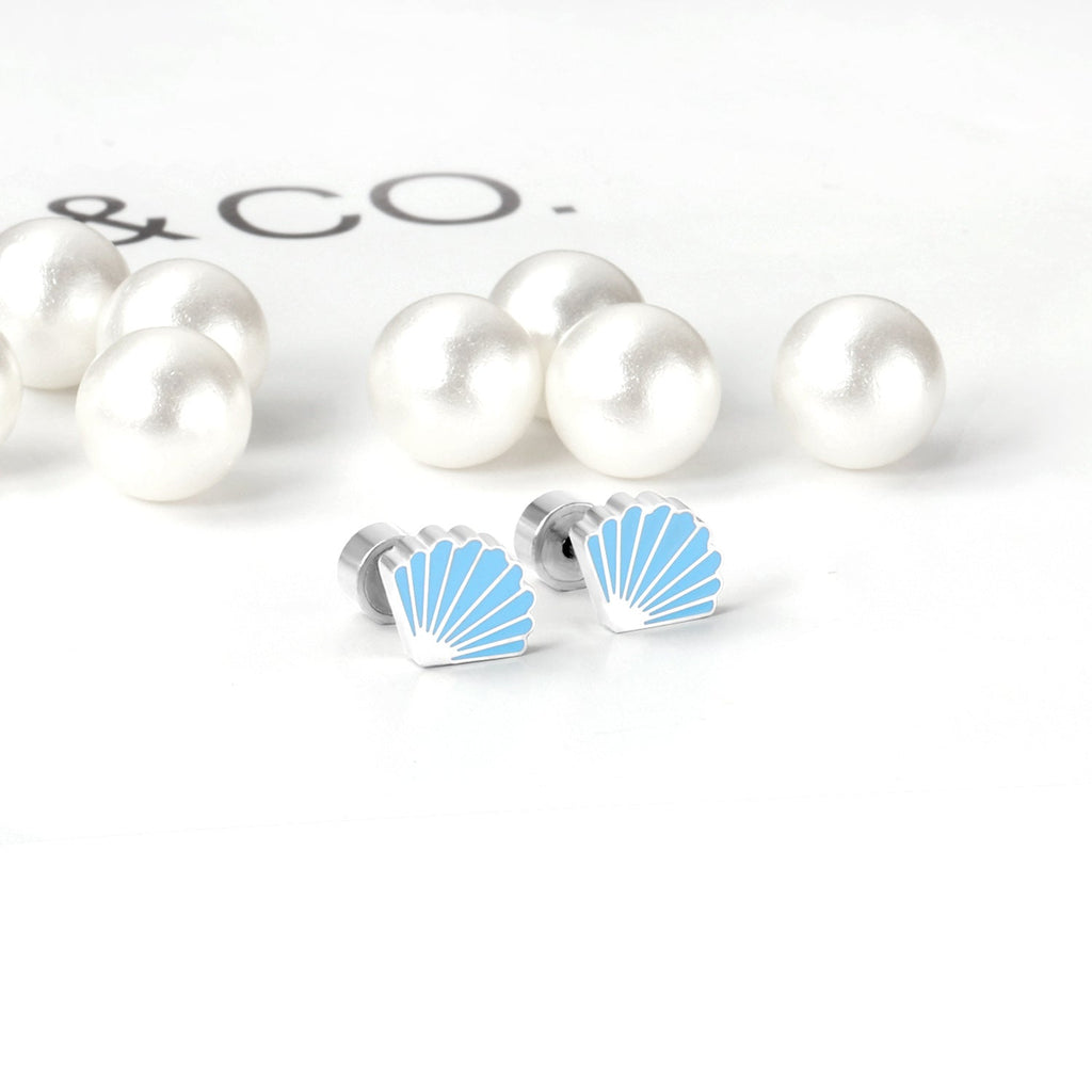 Alana Blue Shell Flat Back Studs