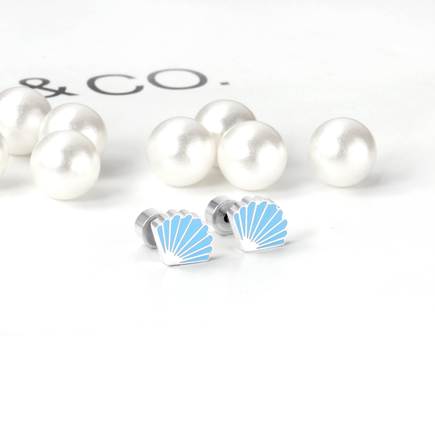 Alana Blue Shell Flat Back Studs