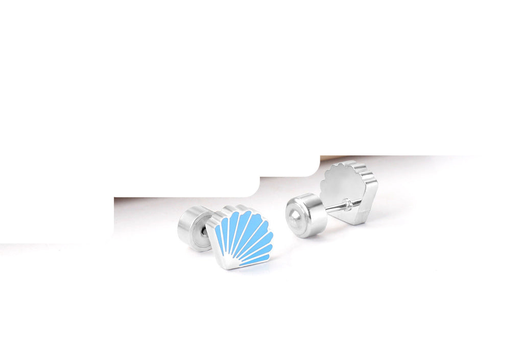 Alana Blue Shell Flat Back Studs