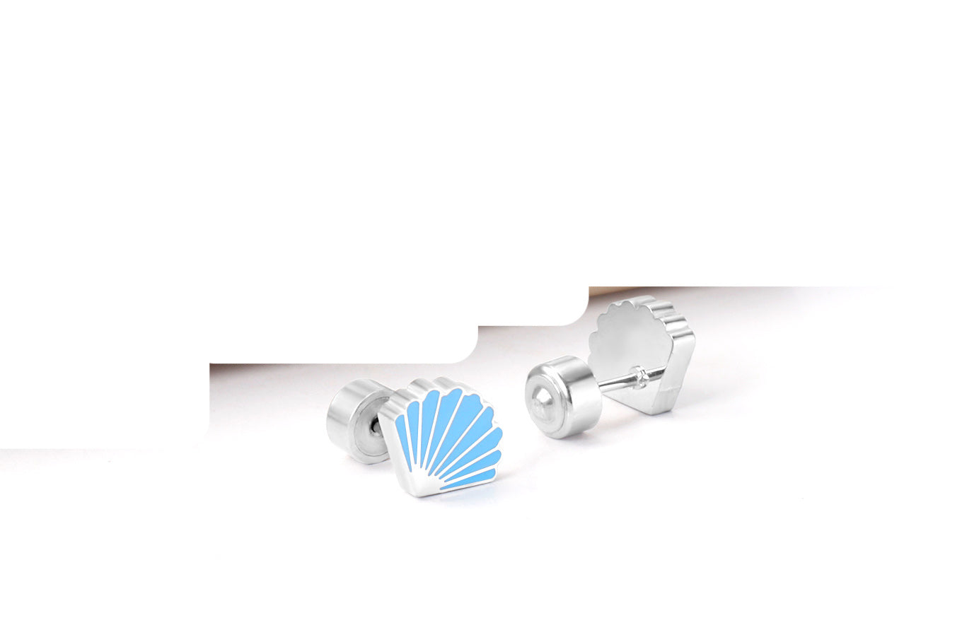 Alana Blue Shell Flat Back Studs