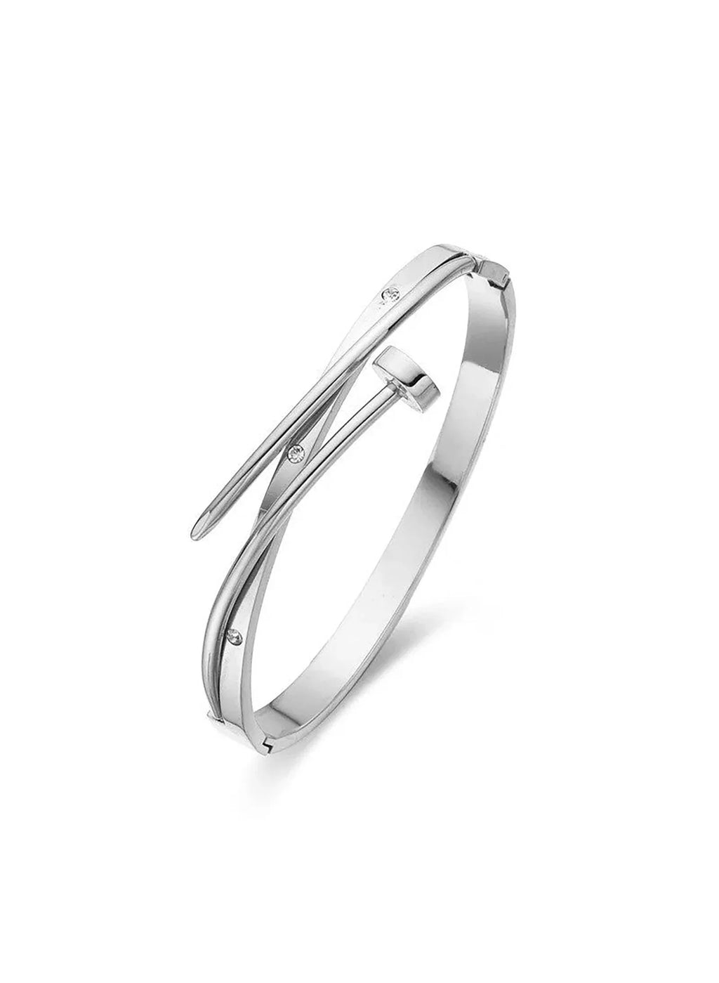 Kiki Crystal Nail Hinged Bangle Bracelet | Waterproof 18k Gold & Silver