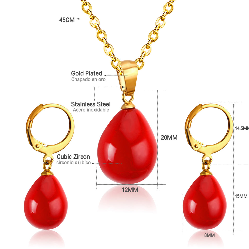 Belle Red Pearl Drop Set | Buy Set or Individual