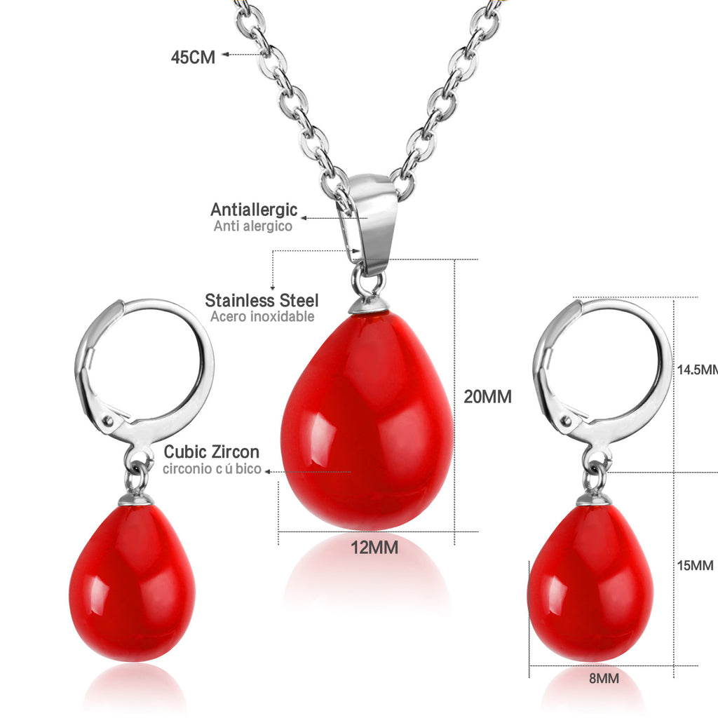 Belle Red Pearl Drop Set | Buy Set or Individual