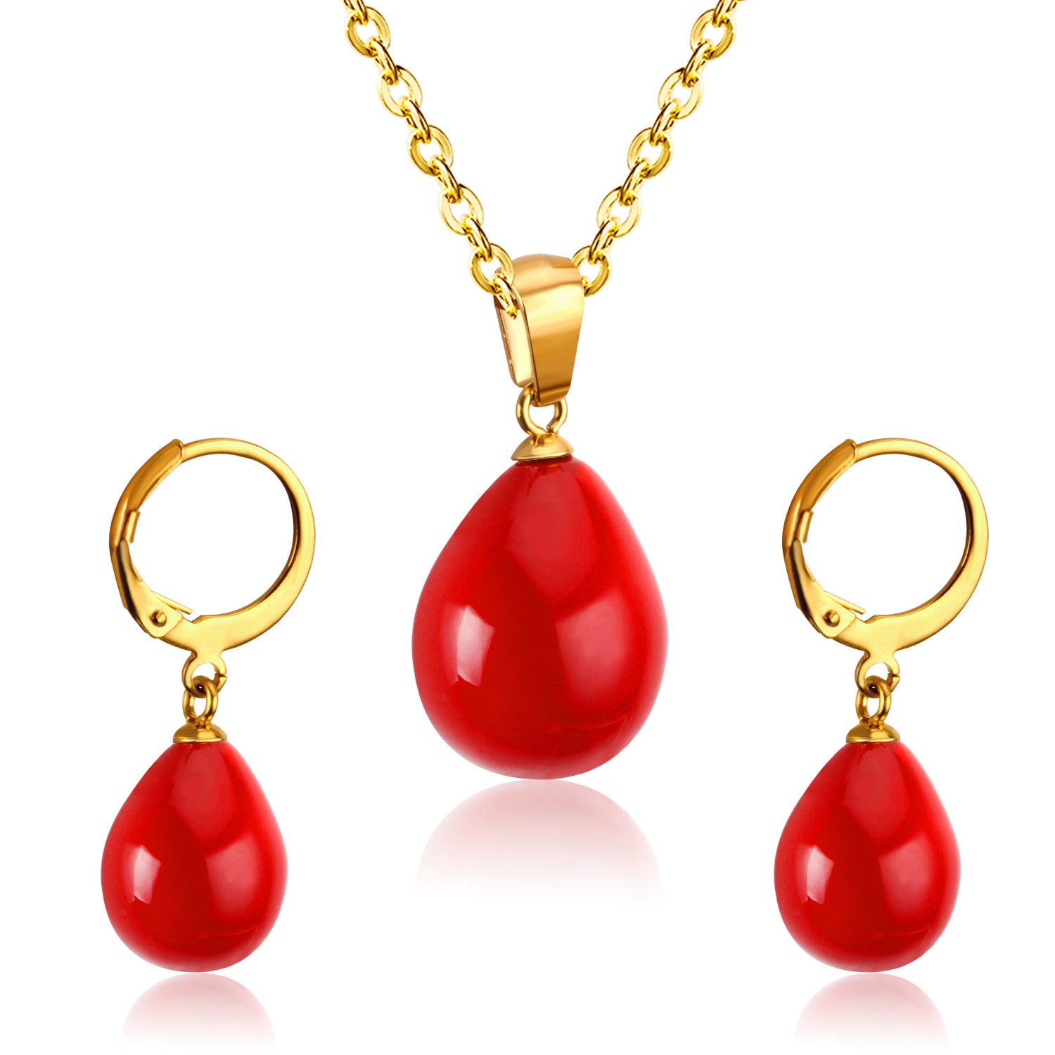 Belle Red Pearl Drop Set | Buy Set or Individual