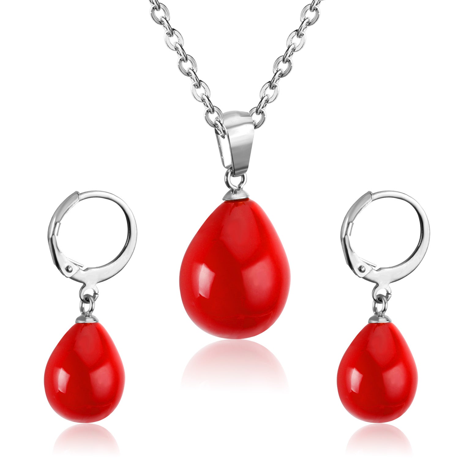 Belle Red Pearl Drop Set | Buy Set or Individual