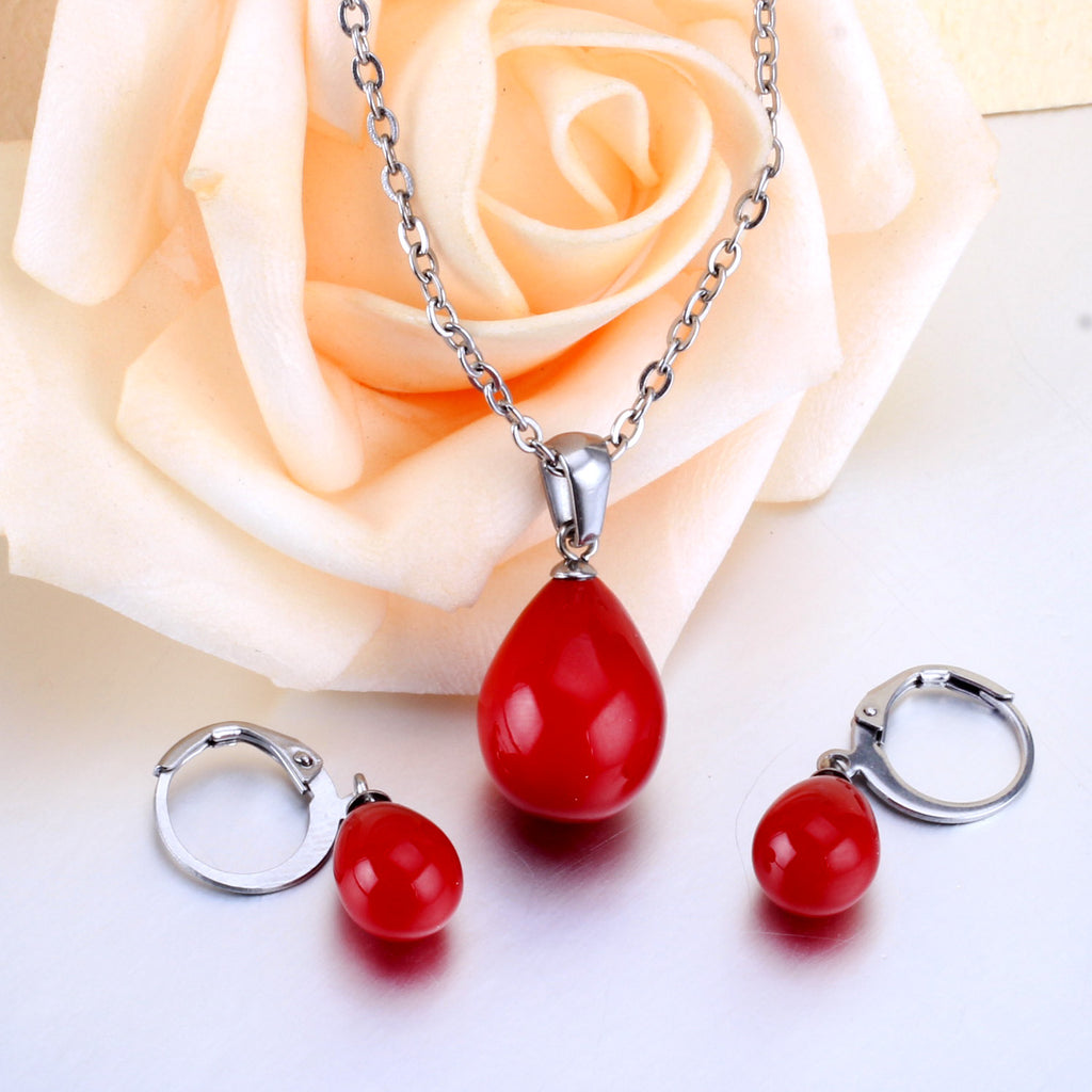 Belle Red Pearl Drop Set | Buy Set or Individual