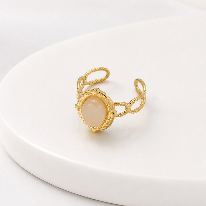 Shea Pink Opal Resizable Ring | Waterproof 18K Gold