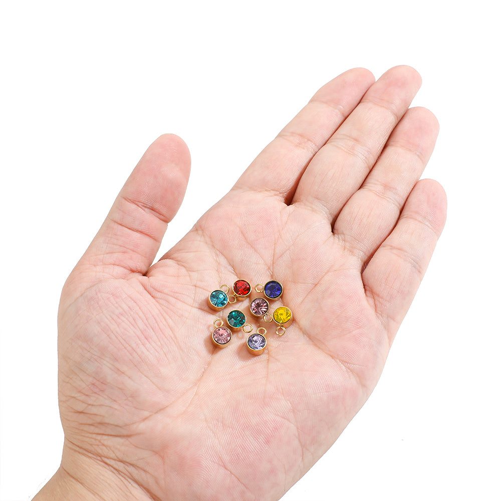 Cloda Waterproof  Round Gemstone Charms 6mm Gold