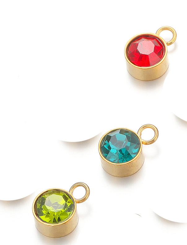Cloda Waterproof  Round Gemstone Charms 6mm Gold