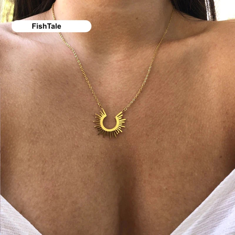 Dixie Sun Rays Necklace | Waterproof 18k Gold