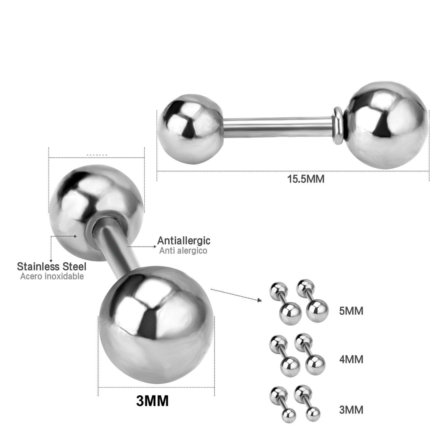 Amara Round Ball Flat Back Studs