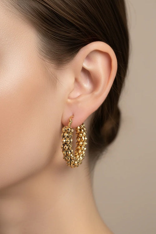 Noemia Textured Hoops | Waterproof 18K Gold