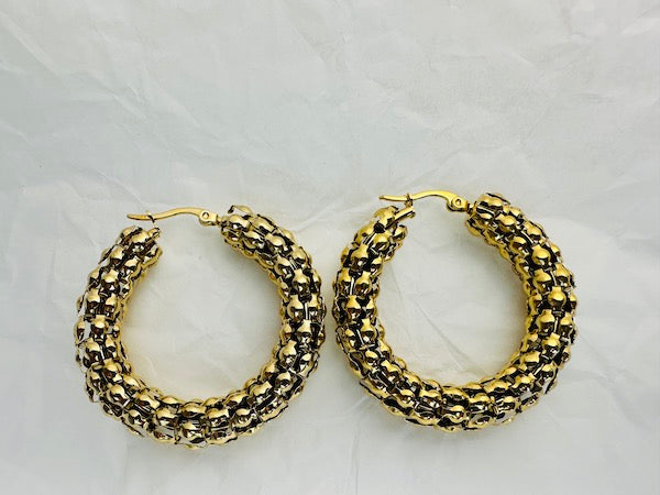 Noemia Textured Hoops | Waterproof 18K Gold