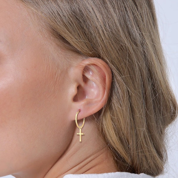 Sienna Cross Hoops | Waterproof 18k Gold & Silver