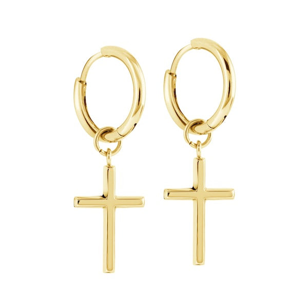 Sienna Cross Hoops | Waterproof 18k Gold & Silver