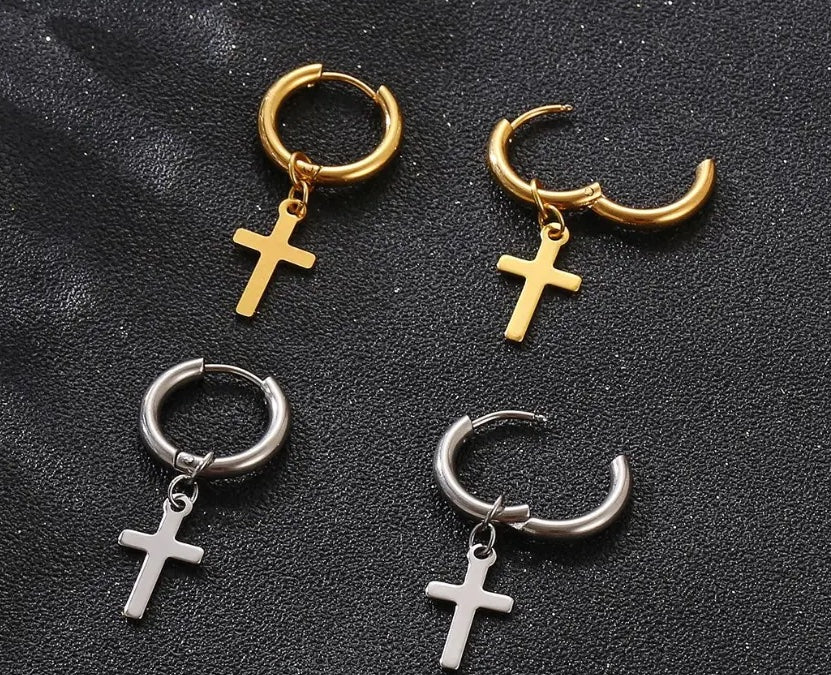 Sienna Cross Hoops | Waterproof 18k Gold & Silver